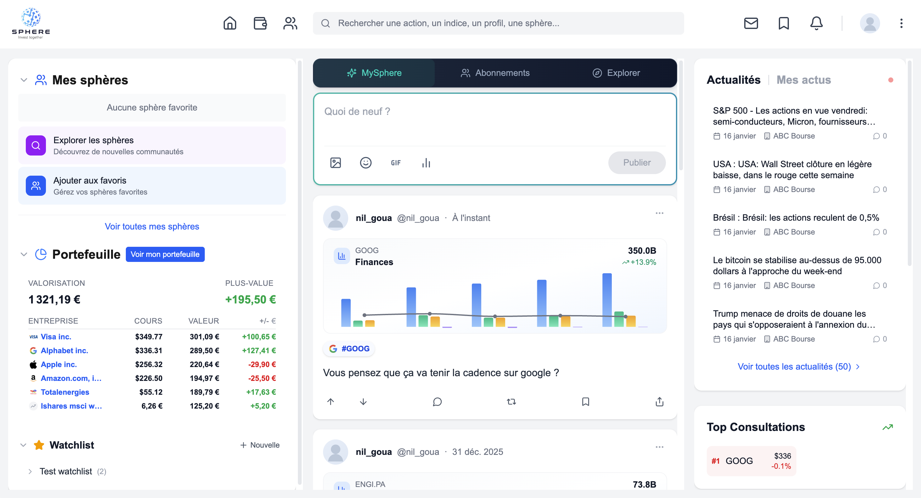 Fil d'actualité communautaire Sphere